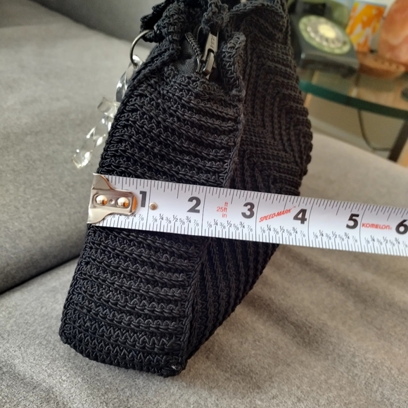 Women's Black Vintage Crochet & Velvet Clutch Purse - Picture 7 of 10